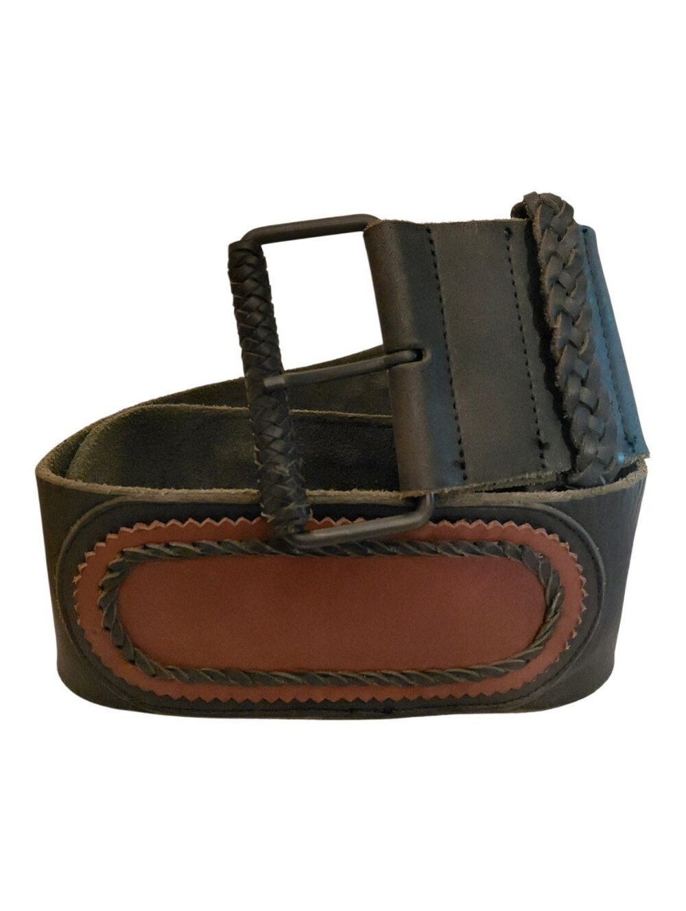 Western Style Two-Tone Braided Detail Waist Belt